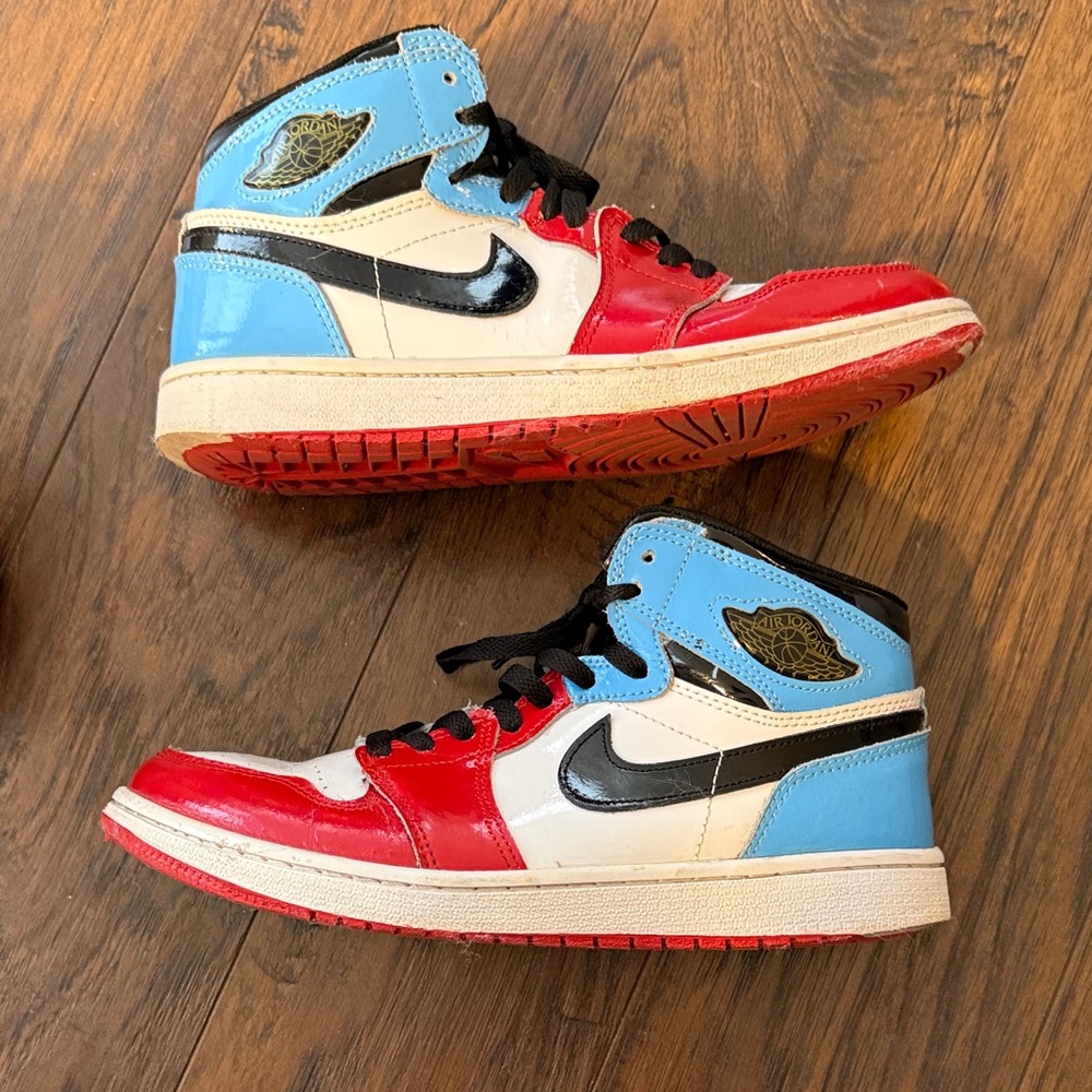 Jordan Fearless Red, Blue, and White Sneakers
